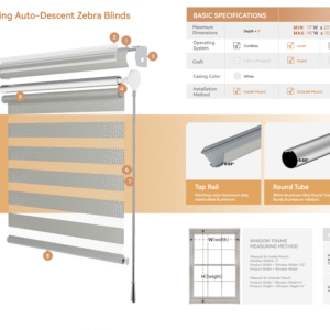 Arc-Casing Auto-Descent Zebra Blinds