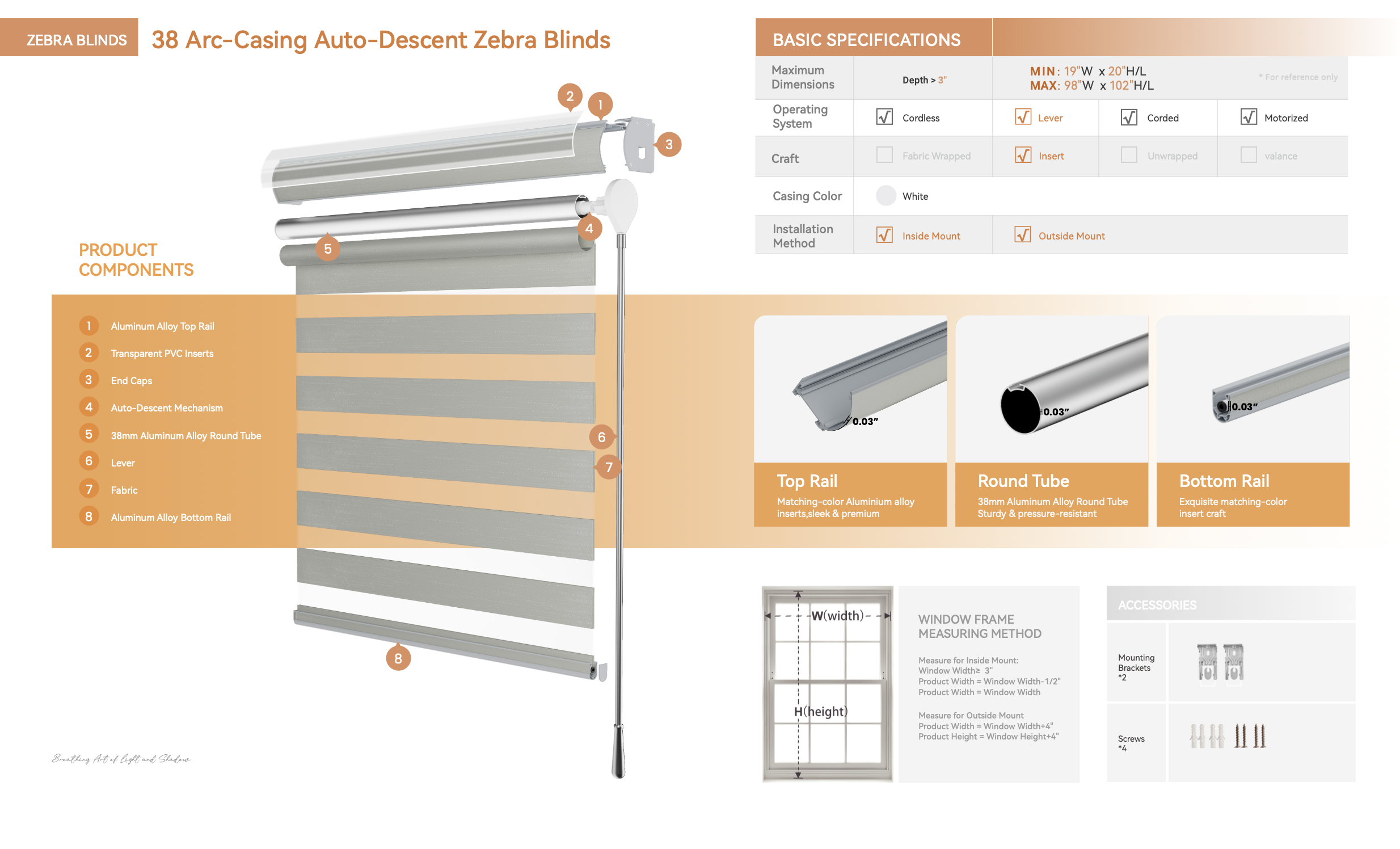 Arc-Casing Auto-Descent Zebra Blinds