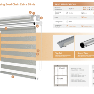 Arc-Casing Cordless Zebra Blinds