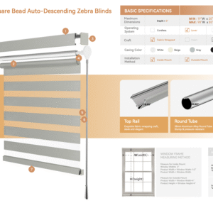 Mini Square Bead Auto-Descending Zebra Blinds